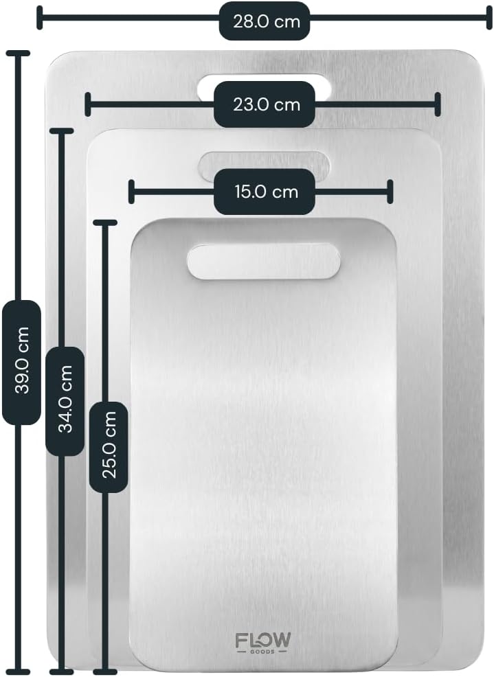 Edelstahl Schneidebrett Set (2 Stück) | Rostfrei &amp; Mikroplastikfrei, 2