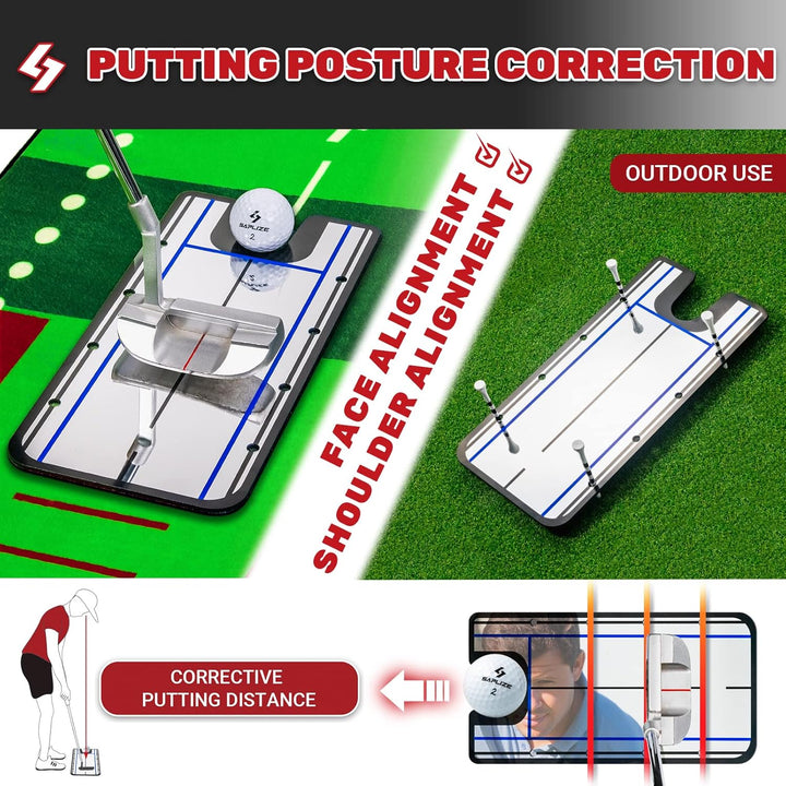 SAPLIZE Golf Putting Matte, Optionen von Bundle A (Trajectory Tracing, mit Mehreren Trainingsmodi) o