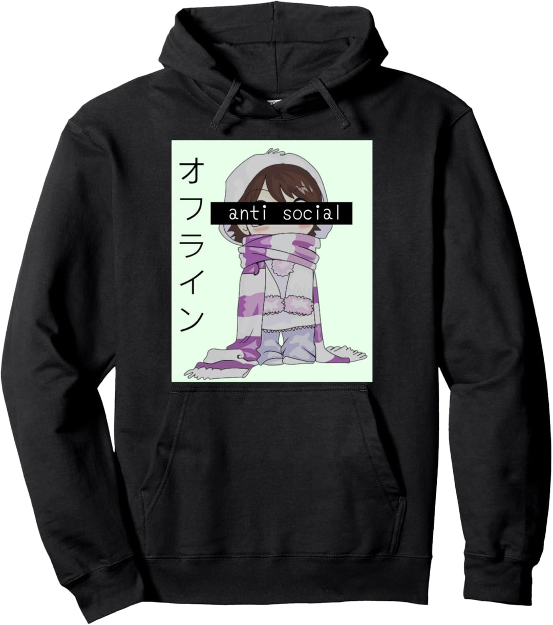 Vaporwave Aesthetic Anti Social Tired Kawaii Anime Manga Pullover Hoodie
