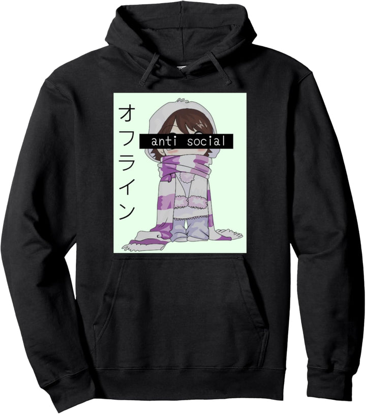 Vaporwave Aesthetic Anti Social Tired Kawaii Anime Manga Pullover Hoodie