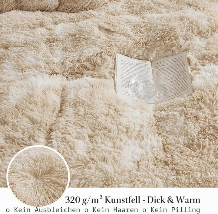Michorinee Plüsch Bettwäsche 135x200 4teilig Winter Flauschig Warme Bettbezug Fleece Flausch Langhaa
