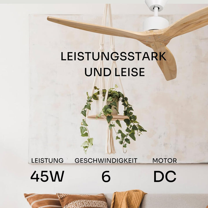 Mellerware - Deckenventilator mit Brizy-Fernbedienung! | 45 W | 6 Geschwindigkeitsstufen | extrem le
