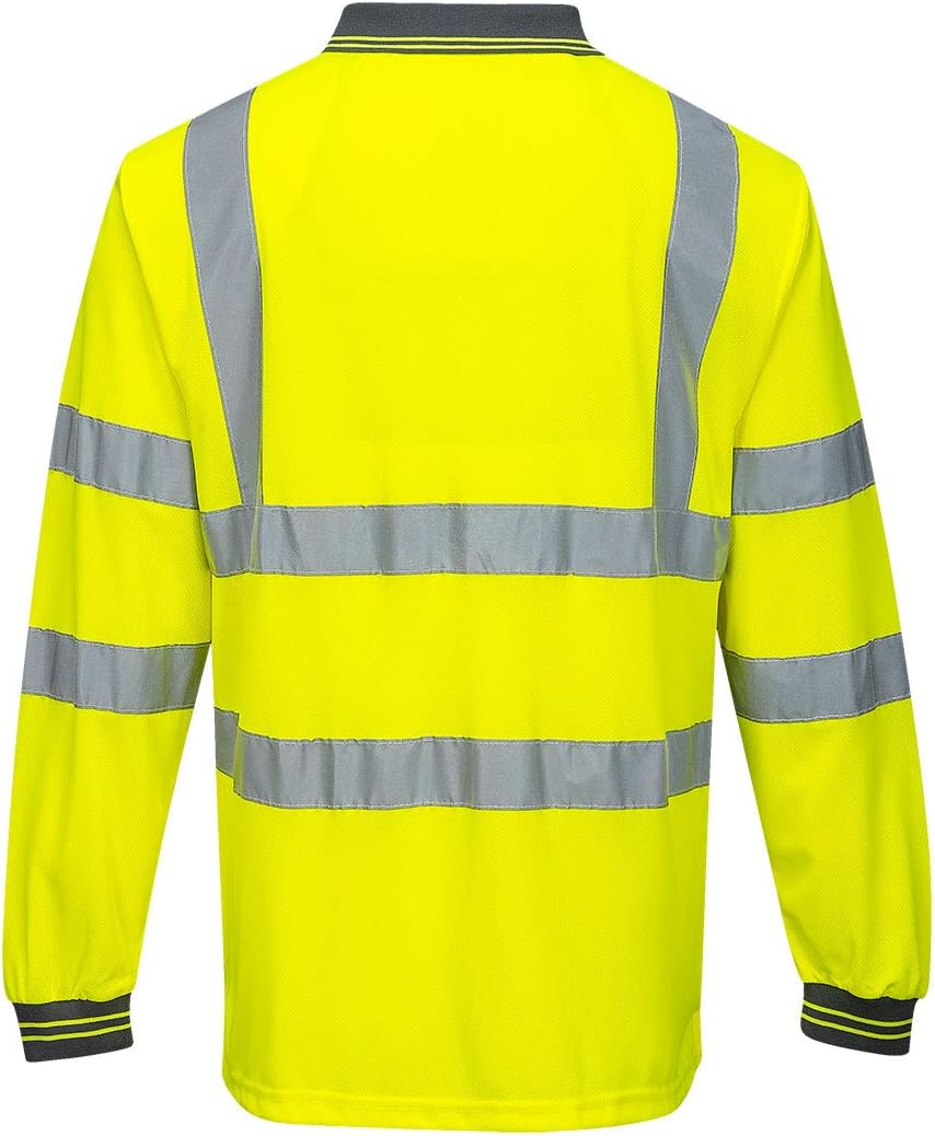Portwest Langarm Warnschutz Polo Shirt, Grösse: S, Farbe: Gelb, S277YERS S Gelb (Yellow), S Gelb (Ye