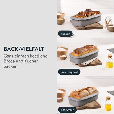 GOURMEO Silikon Backform rechteckig gross - Kastenform zum Backen für Kuchen und Brote u.a. Toastbro