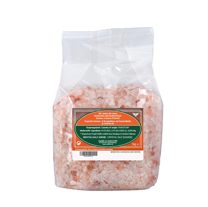 Azafran Rosa Kristallsalz (bekannt als Himalaya Salz) Steinsalz grob 2-5mm 10kg 1 kg (10er Pack), 1