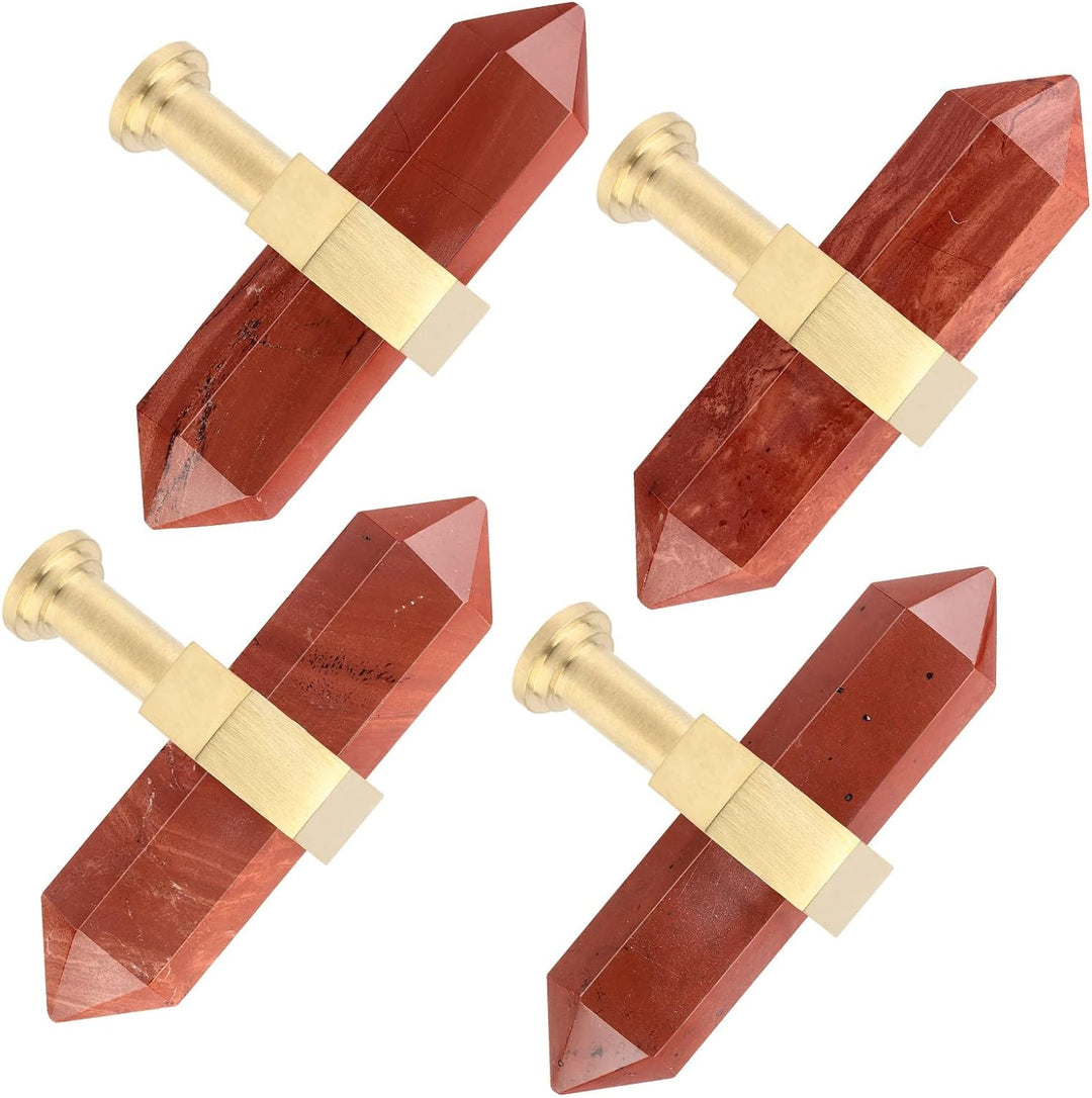 mookaitedecor Satz von 2 Roter Japer Sechseck Double Kristall Punkte Schublade Knöpfe mit Schrauben,