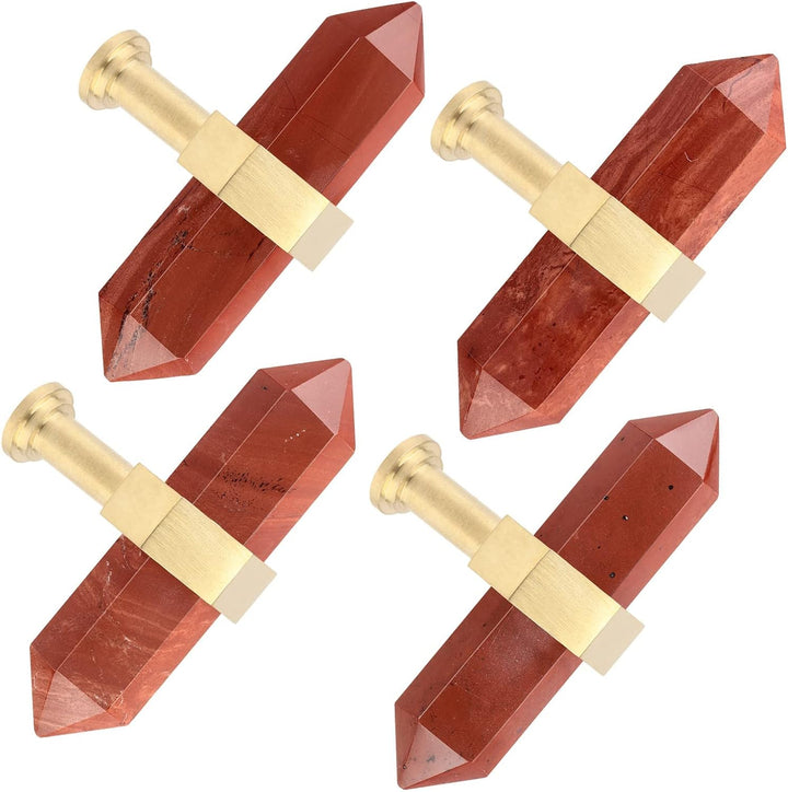mookaitedecor Satz von 2 Roter Japer Sechseck Double Kristall Punkte Schublade Knöpfe mit Schrauben,