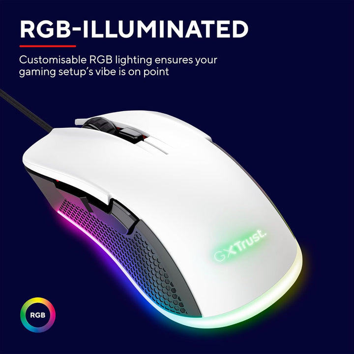 Trust Gaming GXT 922W Ybar Gaming Maus, 68% Recycelten Materialien, RGB LED-Beleuchtung, 6 Programmi