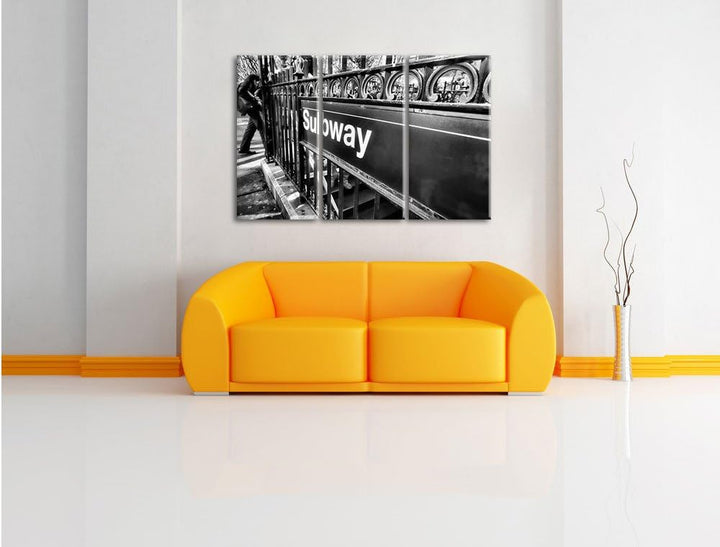 Pixxprint U-Bahn Subway als Leinwandbild/Grösse: 3 Teilig (120x80 cm) cm/Wandbild/Kunstdruck/fertig