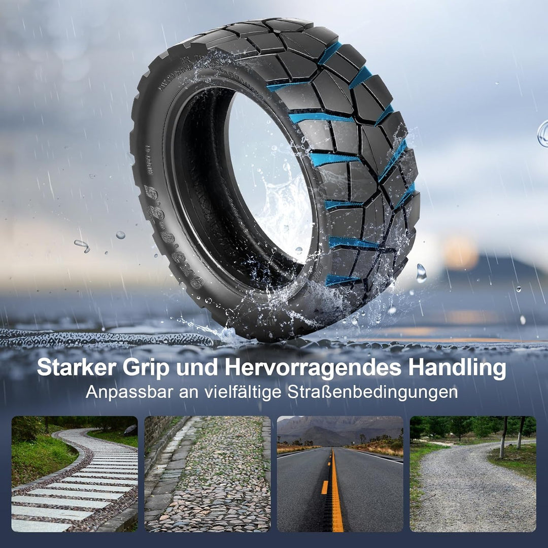 9x3,0-5,5 Tubeless Reifen, 9 Zoll Offroad Reifen für Kukirin G2 Pro Elektroroller, Vorne/Hinten Vers