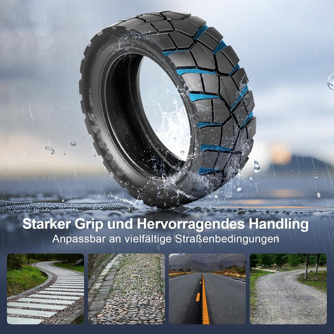 9x3,0-5,5 Tubeless Reifen, 9 Zoll Offroad Reifen für Kukirin G2 Pro Elektroroller, Vorne/Hinten Vers