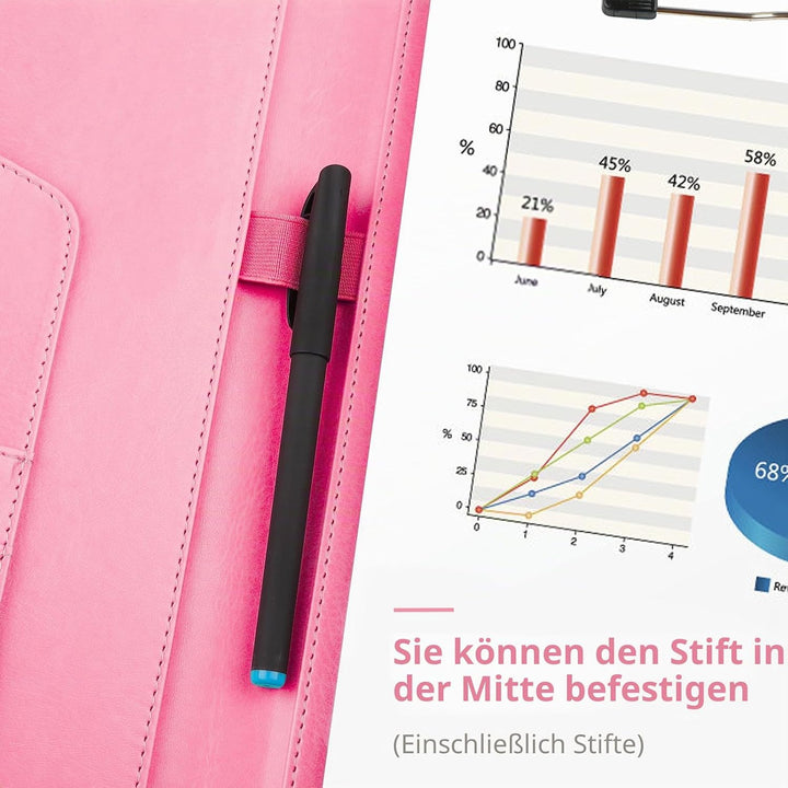 Artmitz Klemmbrettmappe A4, geeignet für Arbeit, Schreiben, Besprechungen, Kunstledermappe mit A4-Pa