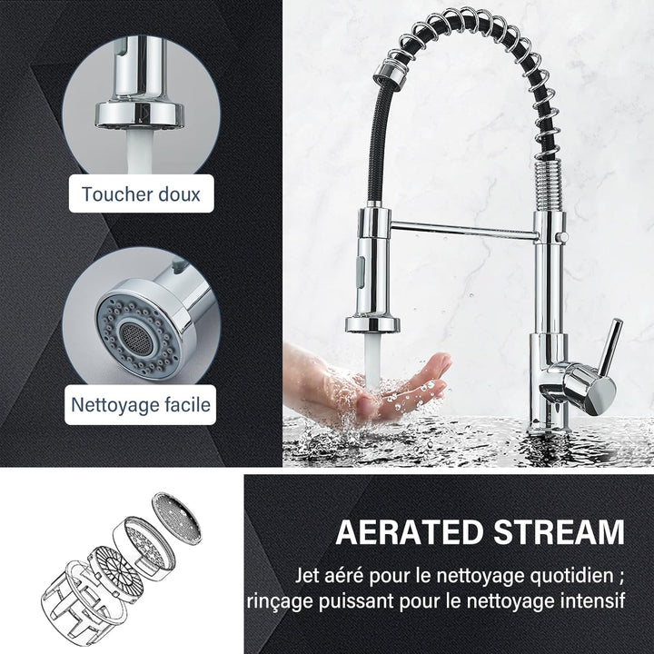 Wasserhahn Küche Chrom Spültischarmatur mit zwei Wassersprühmodi Armatur Küche 360° Schwenkbar Hochd