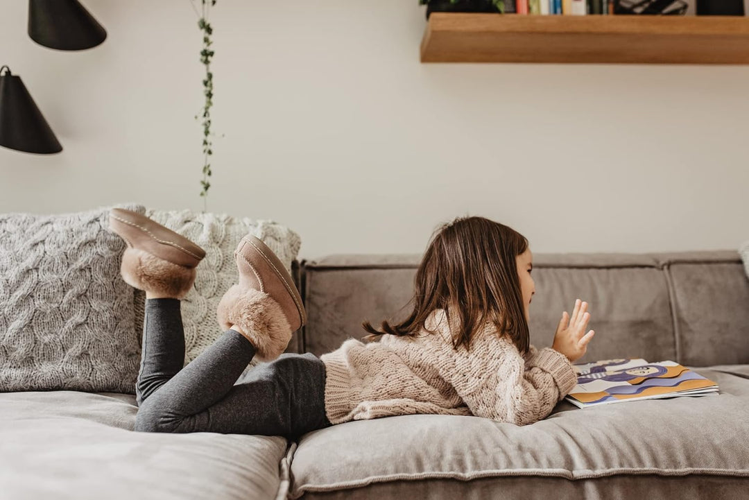 Kinder Hausschuhe Peppin, Lammfell Winterschuhe, Baby Schuhe, Junge und Mädchen, Echtleder, Handgefe