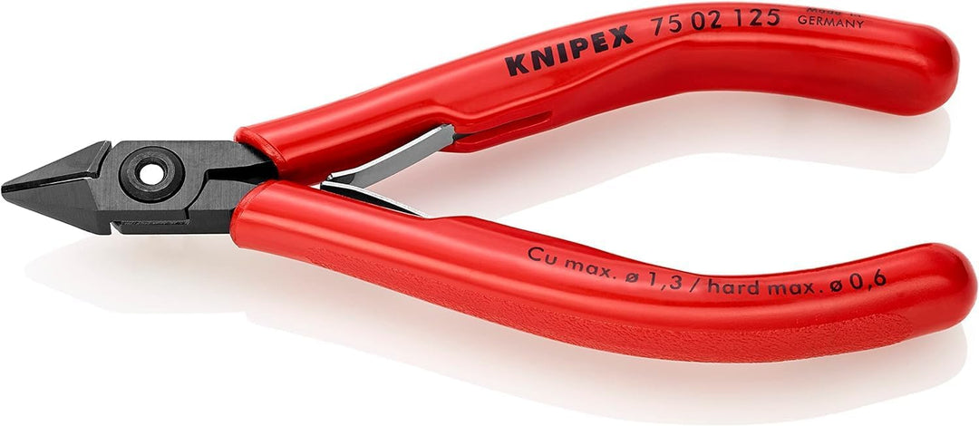Knipex Elektronik-Seitenschneider brüniert, mit Kunststoff-Hüllen 125 mm (SB-Karte/Blister) 75 02 12