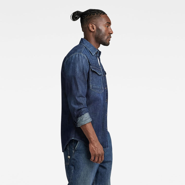 G-STAR RAW Herren Slim Denim Hemd, Blau (worn in deep sea D23616-D252-G133), S