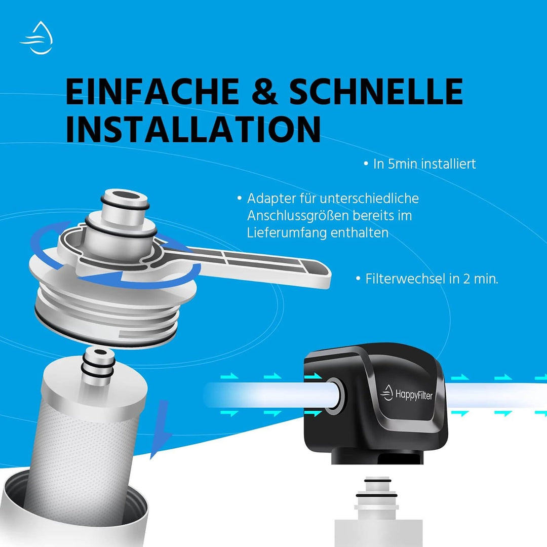 HappyFilter Kalk Wasserfilter 2 | kein separater Wasserhahn nötig | nachhaltiges Design | keine verk