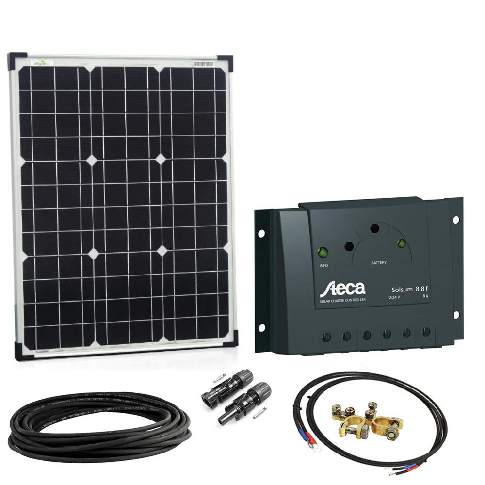 Offgridtec Solar Bausatz Basic Starter, Solarmodul Laderegler Kabel, 50 W, 12 V, 002645 50W Modullei