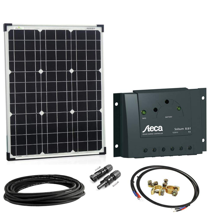 Offgridtec Solar Bausatz Basic Starter, Solarmodul Laderegler Kabel, 50 W, 12 V, 002645 50W Modullei