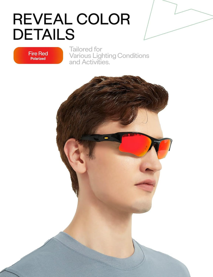 Mryok Ersatzgläser für Oakley Holbrook Metall - Optionen Polarisiert, Feuerrot Mryok, Polarisiert, F