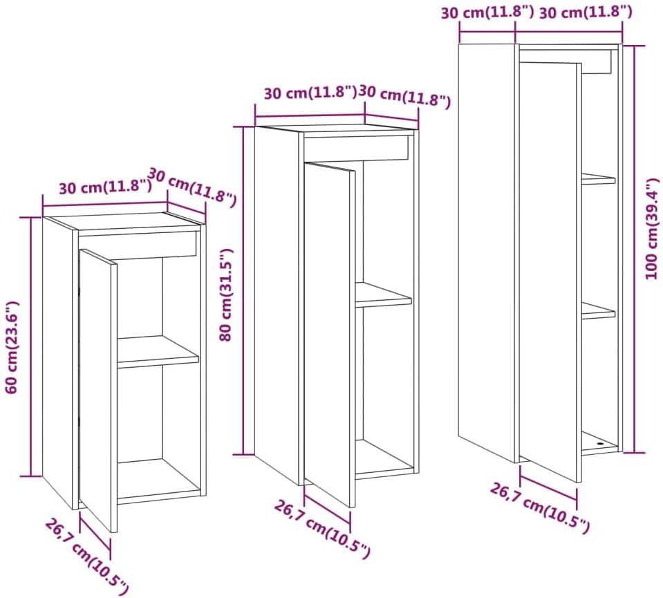 homiuse Wohnzimmer TV-Schränke 3 STK. Weiss Massivholz Kiefer Klassischen TV Schrank Set Wohnzimmer
