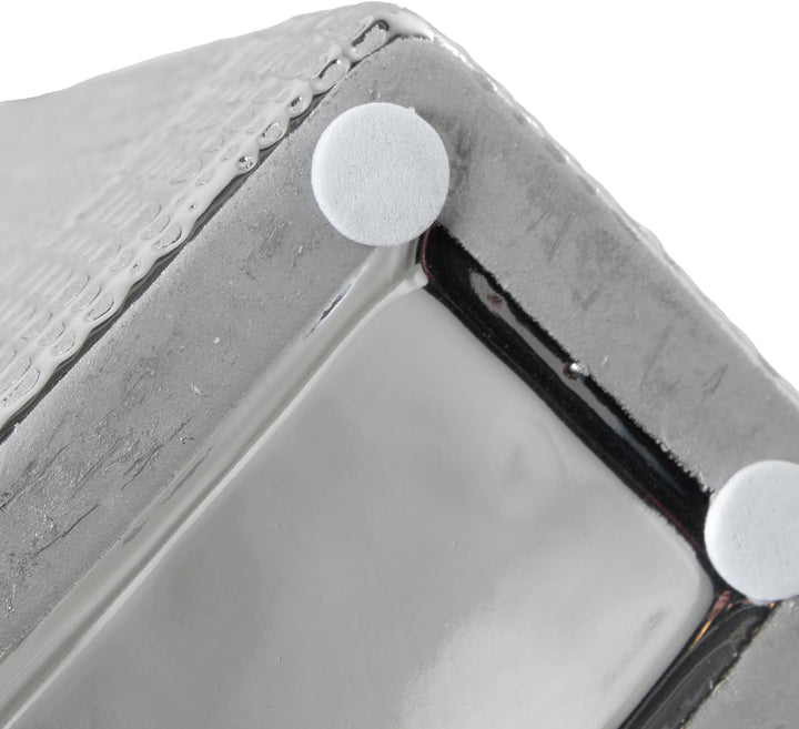 JARRON CERAMICA AGUJERO 24CM PLATA/BLANCO BRILLO_24X6X24CM