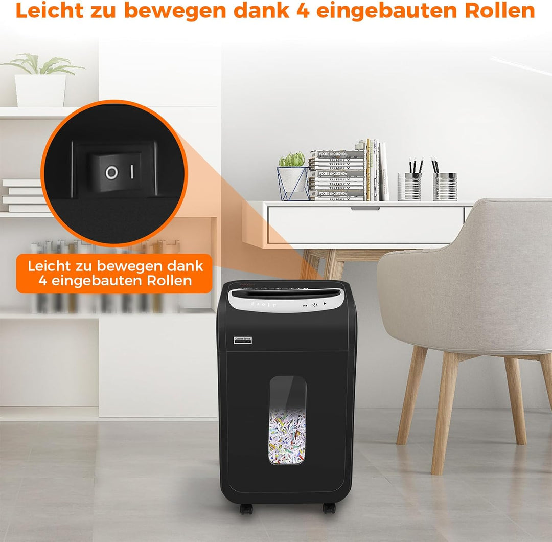 VidaTeco Aktenvernichter für Büro und Homeoffice, 25 Blatt P4 Reisswolf mit 40 Minuten,Kreuzschnitt