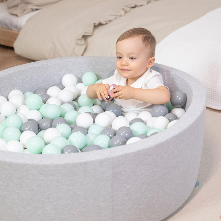 SELONIS Bällebad Bällepool Für Baby Kinder 90X30cm/300 Bälle Rund, Hellgrau: Weiss/Grau/Puderrosa A
