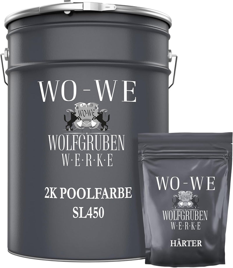 WO-WE 2K Poolfarbe Poolbeschichtung Schwimmbadfarbe - Silbergrau wie RAL 7001-2,5Kg RAL7001 - Silber