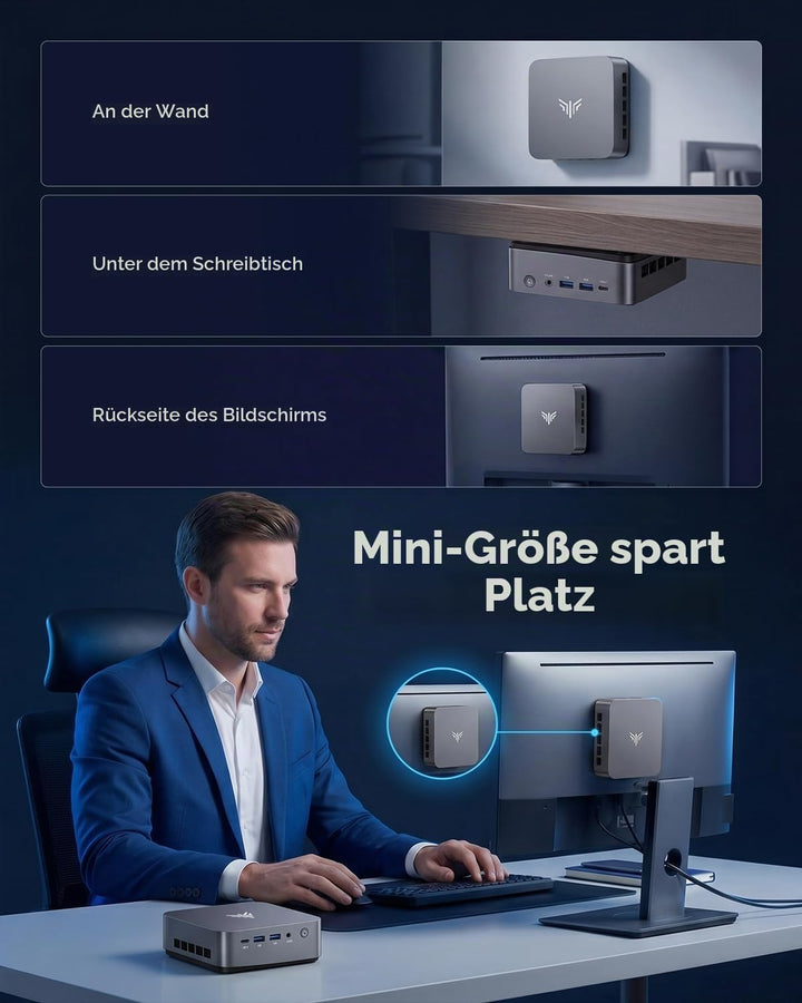 NiPoGi CK10 Mini PC Ιntel Core i5-12450H(8C/12T, bis zu 4,40 GHz), 16GB DDR4 512GB M.2 NVMe SSD Mini