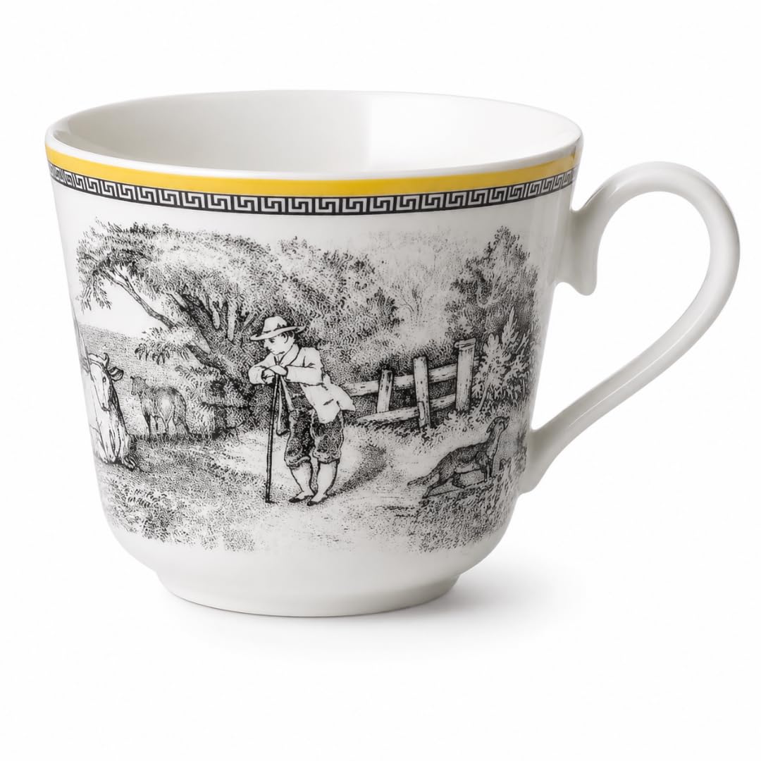 Villeroy und Boch Audun Ferme Tasse, 350 ml, Höhe: 8cm, Premium Porzellan, Weiss/Bunt Landhaus &amp; Rus