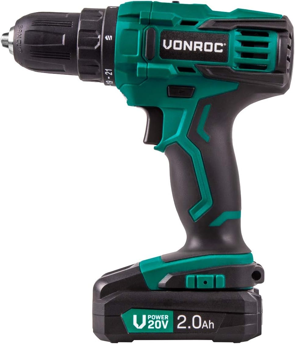 VONROC Akku Schrauber, Akku Bohrschrauber Akkuschrauber 20V - Akku Bohrmaschine, Akkubohrer Komplett