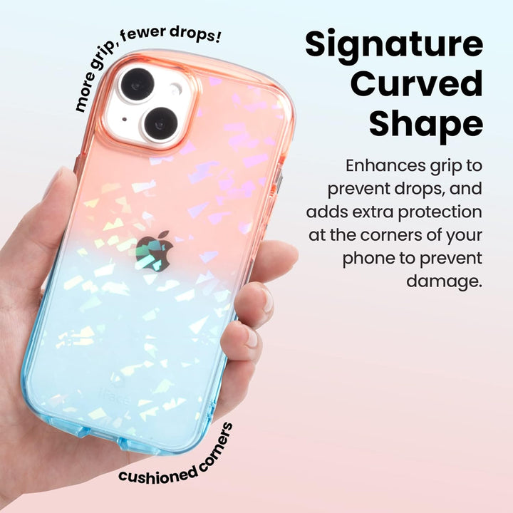 iFace Ombre Clear Case mit Griff für iPhone 14 Plus (6,7 Zoll) [Look in Lolly Serie] Stossfest, tran