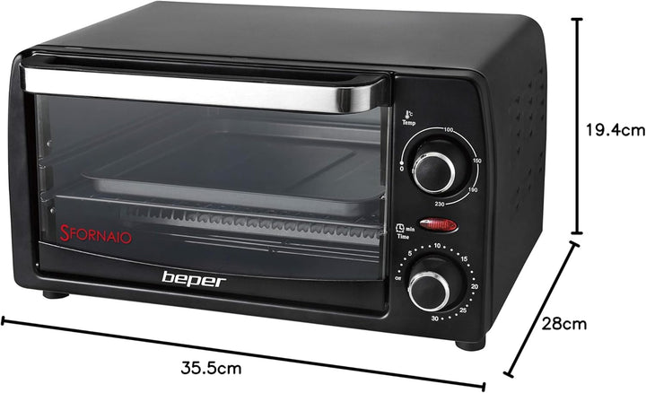 BEPER 90.882 Elektrischer Backhofen, Schwarz, 12 l 12 l Schwarz
