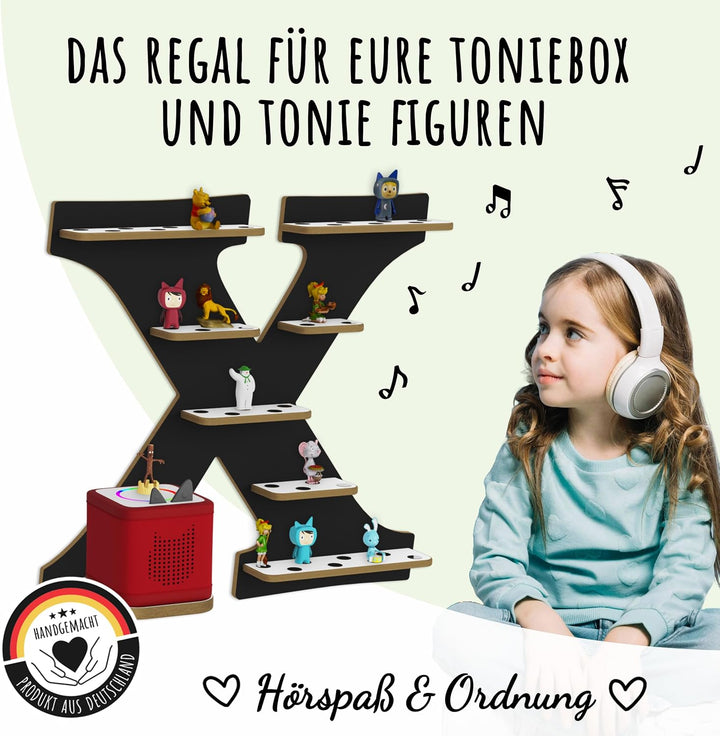 Tonie Regal für Toniebox, Toniebox Regal personalisiert mit Name und Holzsymbolen, Tonie Aufbewahrun