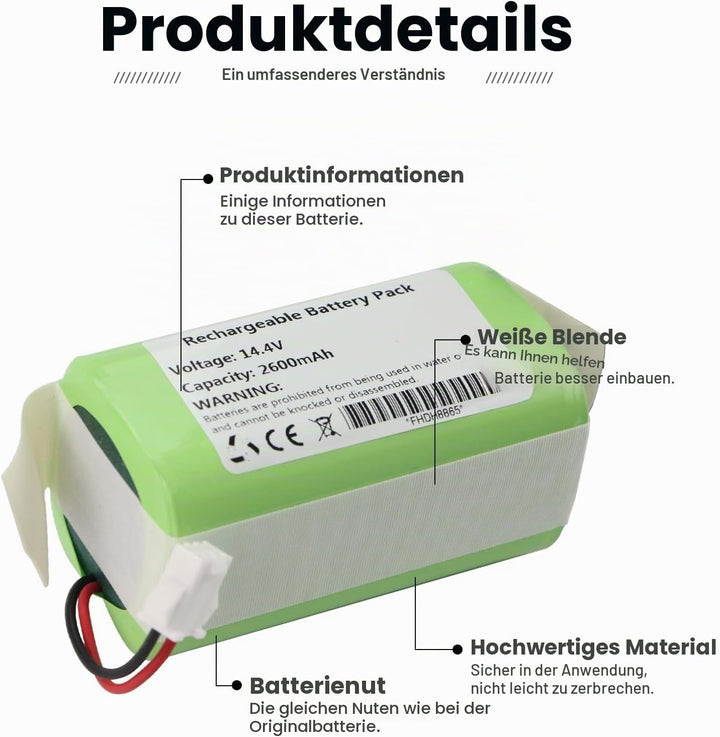ANTIEE Ersatz Akku 14.4V 2600mAh für Lefant M210 M210B M210P M213 M213S Vacuum Roboter Staubsauger –