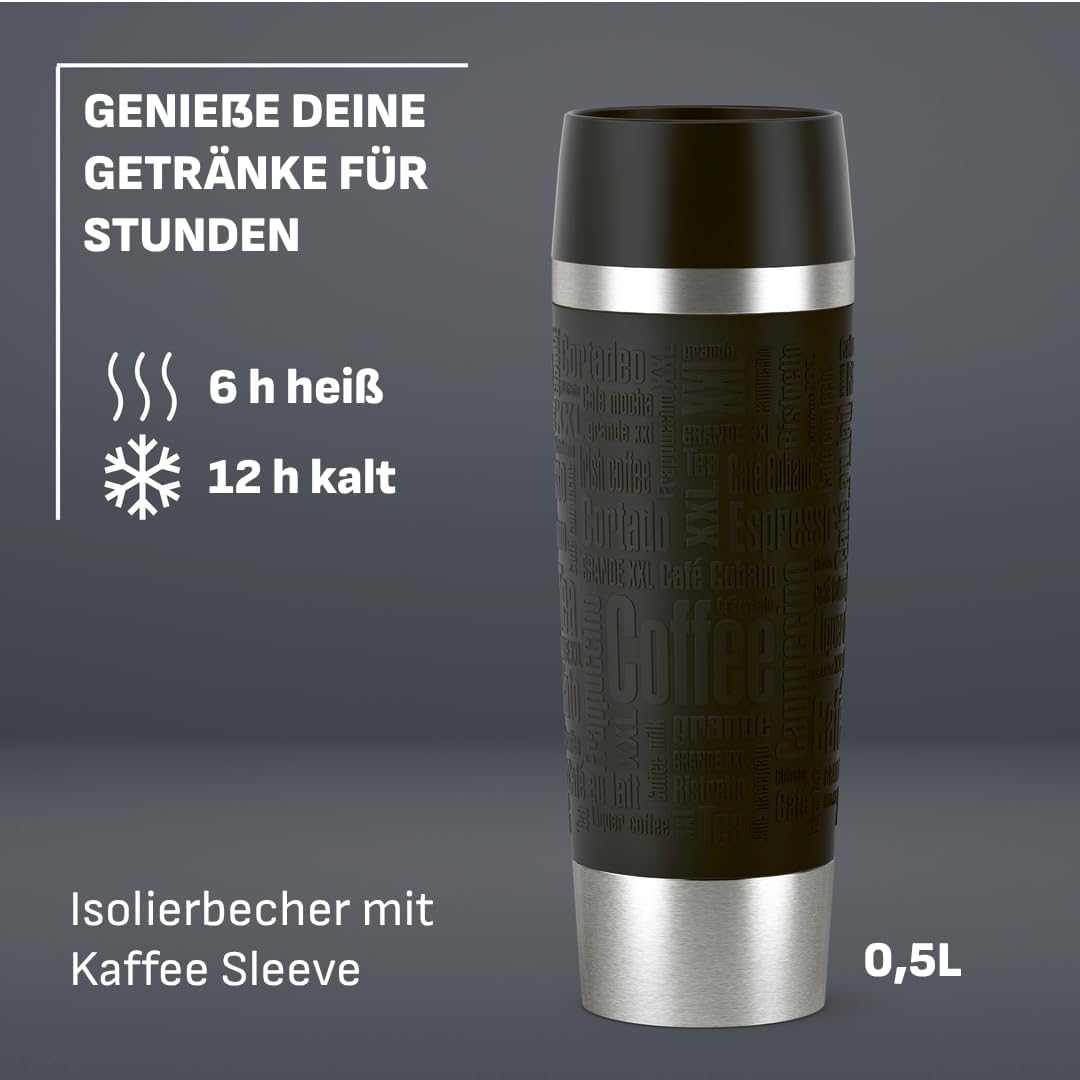 Emsa 515615 Travel Mug Classic Grande | Thermobecher | Isolierbecher | 500ml | hält 6h heiss, 12h ka
