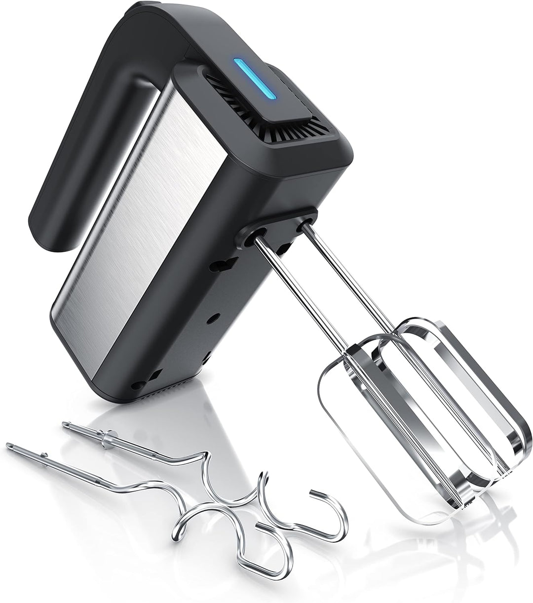 Arendo - Handmixer, Handrührer, 350 Watt, 2 Rührbesen, 2 Edelstahl-Knethaken, spülmaschinengeeignet,