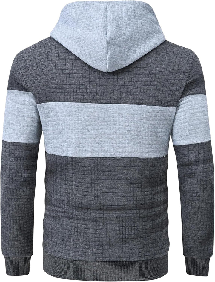 YuKaiChen Herren Pullover Herren Patchwork Hoodie Langarm Jacquard Kaputzenpullover Farbblock Sweats