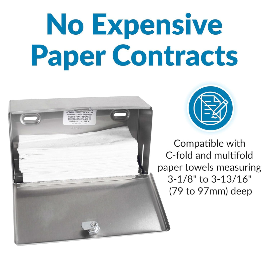 Bobrick B-2621 Papierhandtuchspender, 8,9 cm – 9,5 cm tief, Edelstahl, Classic Serie