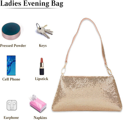 CORIOS Abendtasche Damen Shiny Handtasche Kleines Aluminiumblech Clutch Bag Klein Tasche Glitzer Sch