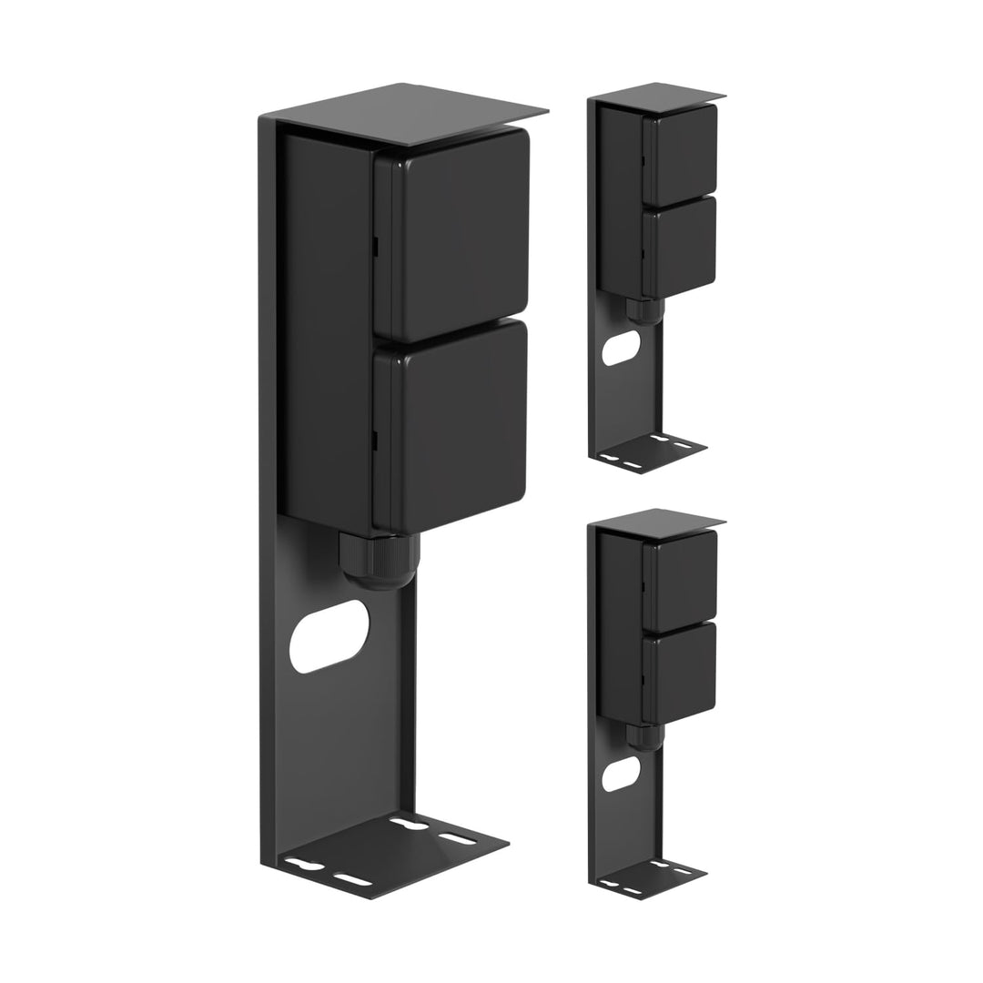ledscom.de 3 Stück Garten Steckdosensäule PIWI für aussen, IP44, 2-fach, Edelstahl, anthrazit, eckig