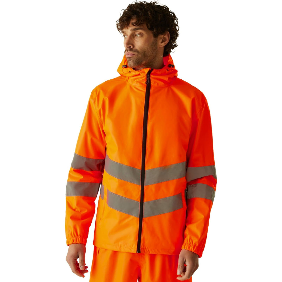 Regatta TRW497 18850 professionelle Warnschutzjacke, wasserfest und winddicht, verstaubar, Orange, G