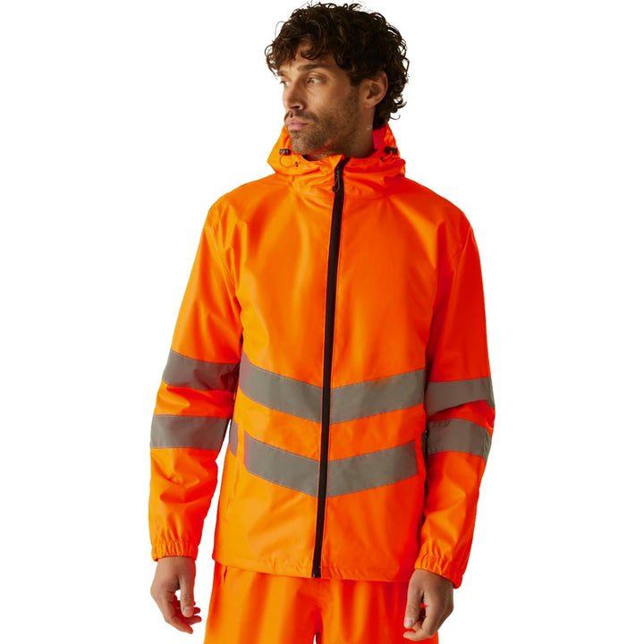 Regatta TRW497 18850 professionelle Warnschutzjacke, wasserfest und winddicht, verstaubar, Orange, G