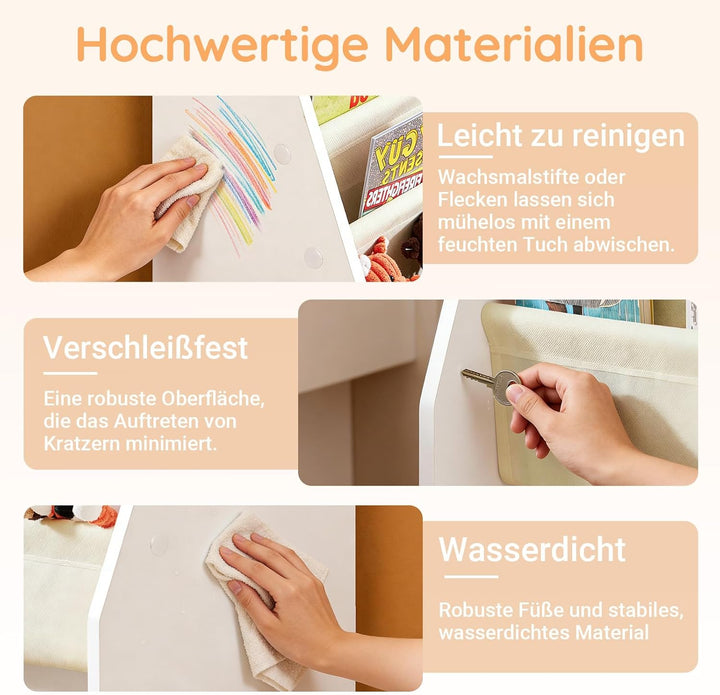 SoBuy FRG225-W Kinder-Bücherregal Hängefächerregal Zeitungsständer mit 4 Ablagefächern Büchergestell