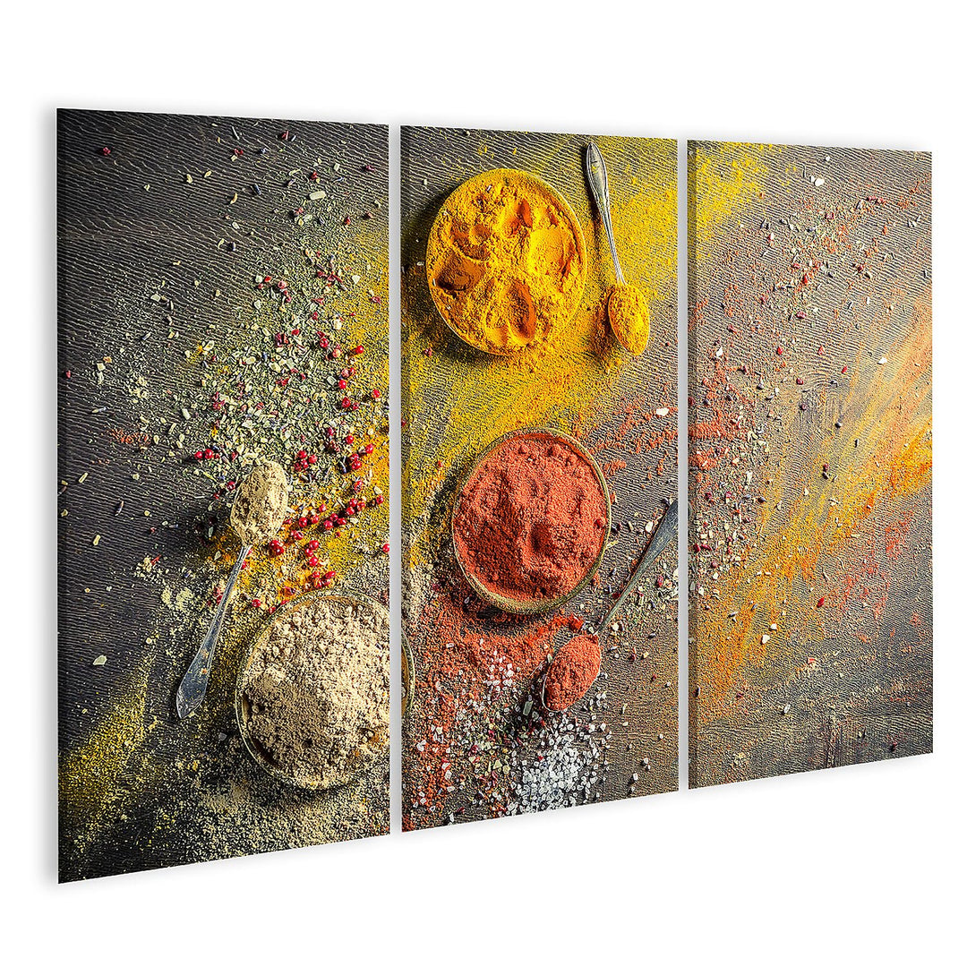 islandburner Bild auf Leinwand Vivid Gewürze Und Kräuter Auf Altem Tisch Bilder Wandbilder Poster Le