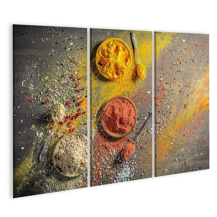 islandburner Bild auf Leinwand Vivid Gewürze Und Kräuter Auf Altem Tisch Bilder Wandbilder Poster Le