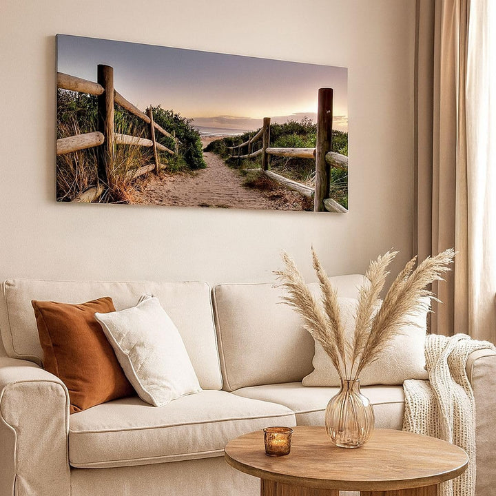 Wandbilder Dekoration Wohnzimmer Pfad Landschaft Himmel Panorama Bilder auf Leinwand 120x50cm Leinwa