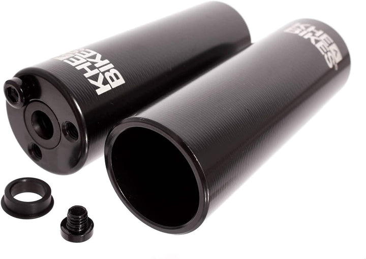 KHE Laser PRO BMX Pegs Alu CNC 10mm 14mm Achsen schwarz Paar 110g mit Adapter