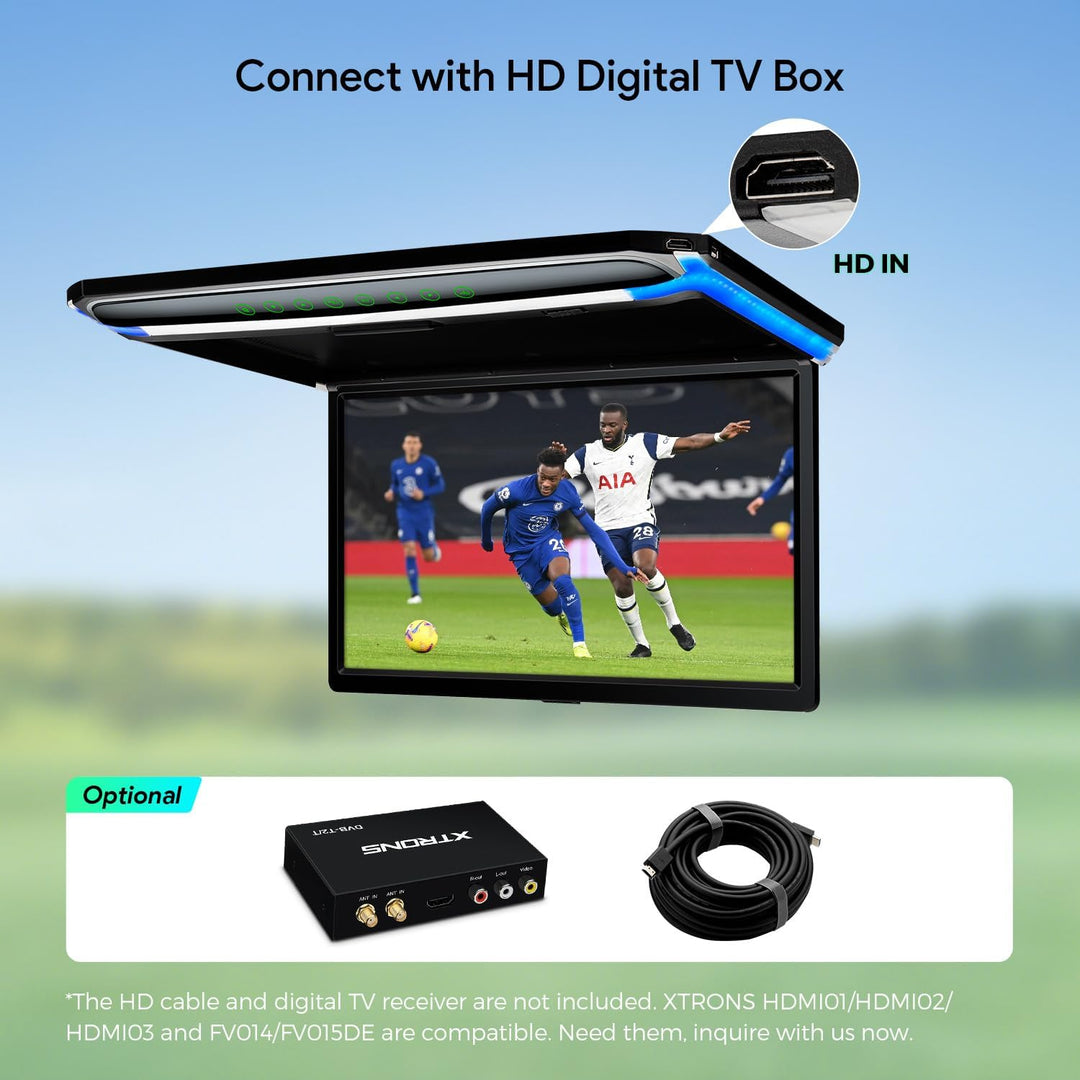 XTRONS 17,3“ Digital TFT FHD 16:9 Bildschirm für Auto Bus unterstützt 1080P Video Auto Overhead Play